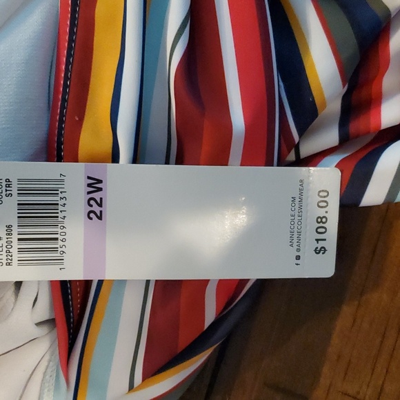 Anne Cole Multi-Colored One Piece Swimsuit Adjustable Straps Size 22W - Picture 7 of 7